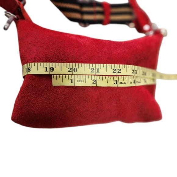 Pelletteria Veneta Elegant Red Suede Crossbody Bag - Picture 7 of 10